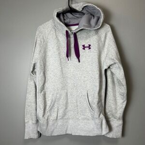 Under Armour Storm Hoodie Womens Medium Gray royal Purple Pullover Fleece